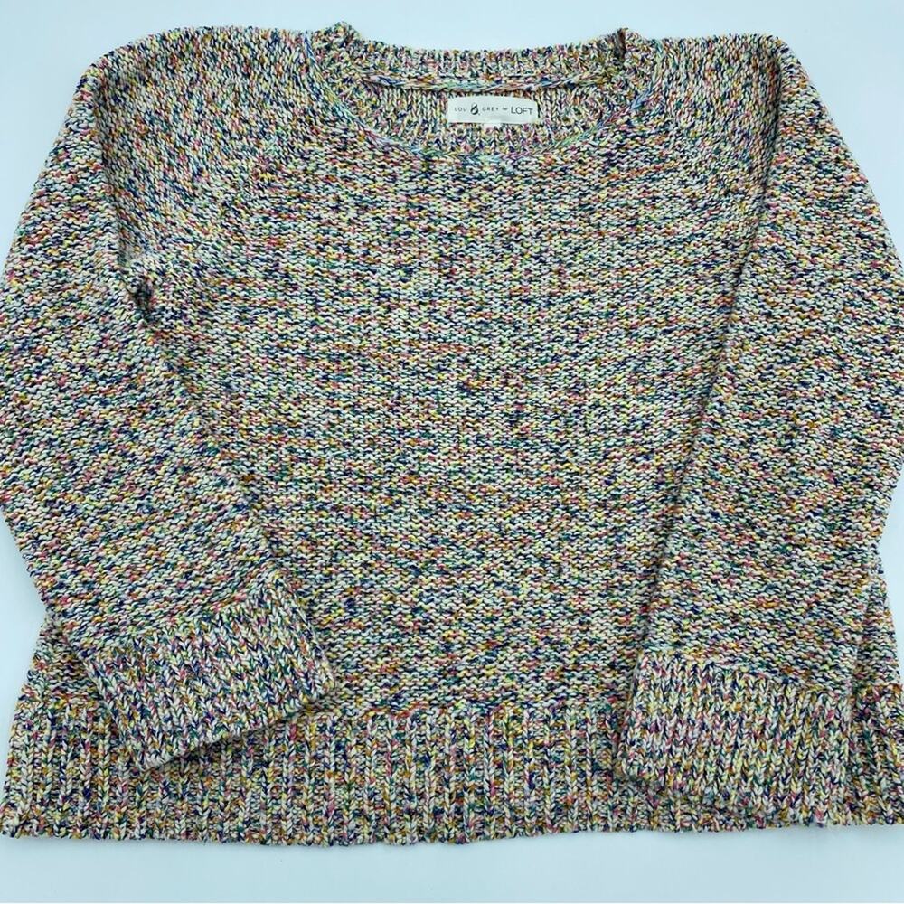Lou & Grey Sweater Women's XS Rainbow‎ Sprinkle Oversized Cropped Pullover